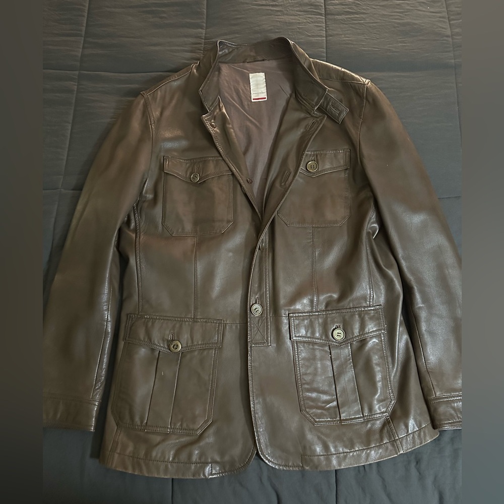 Mercader Vintage Leather Moto Quarter Trench Jacket